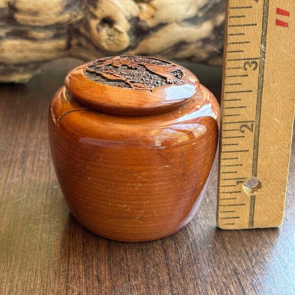 Vintage Hand Carved Trinket Box California redwood the wooden nickel hummingbird - Picture 11 of 12